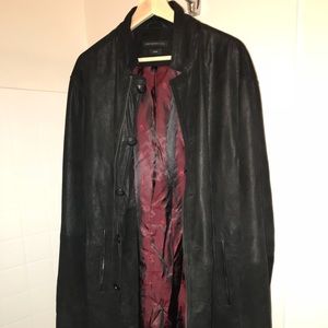 John Varvatos Black Leather Duster. XL. Flawless.
